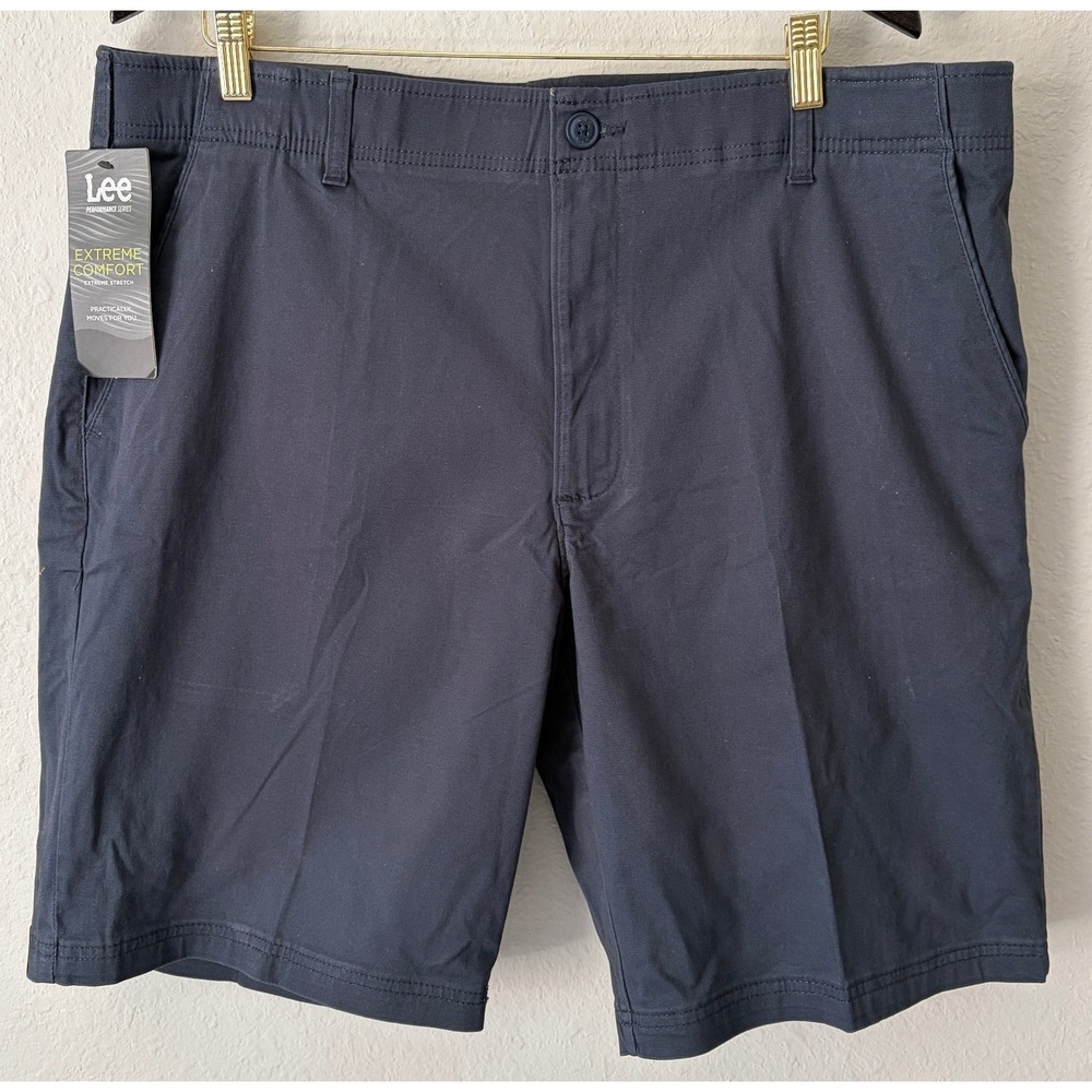 Lee Mens Extreme Comfort Navy Blue Stretch Shorts Size 40 Performance Gorpcore